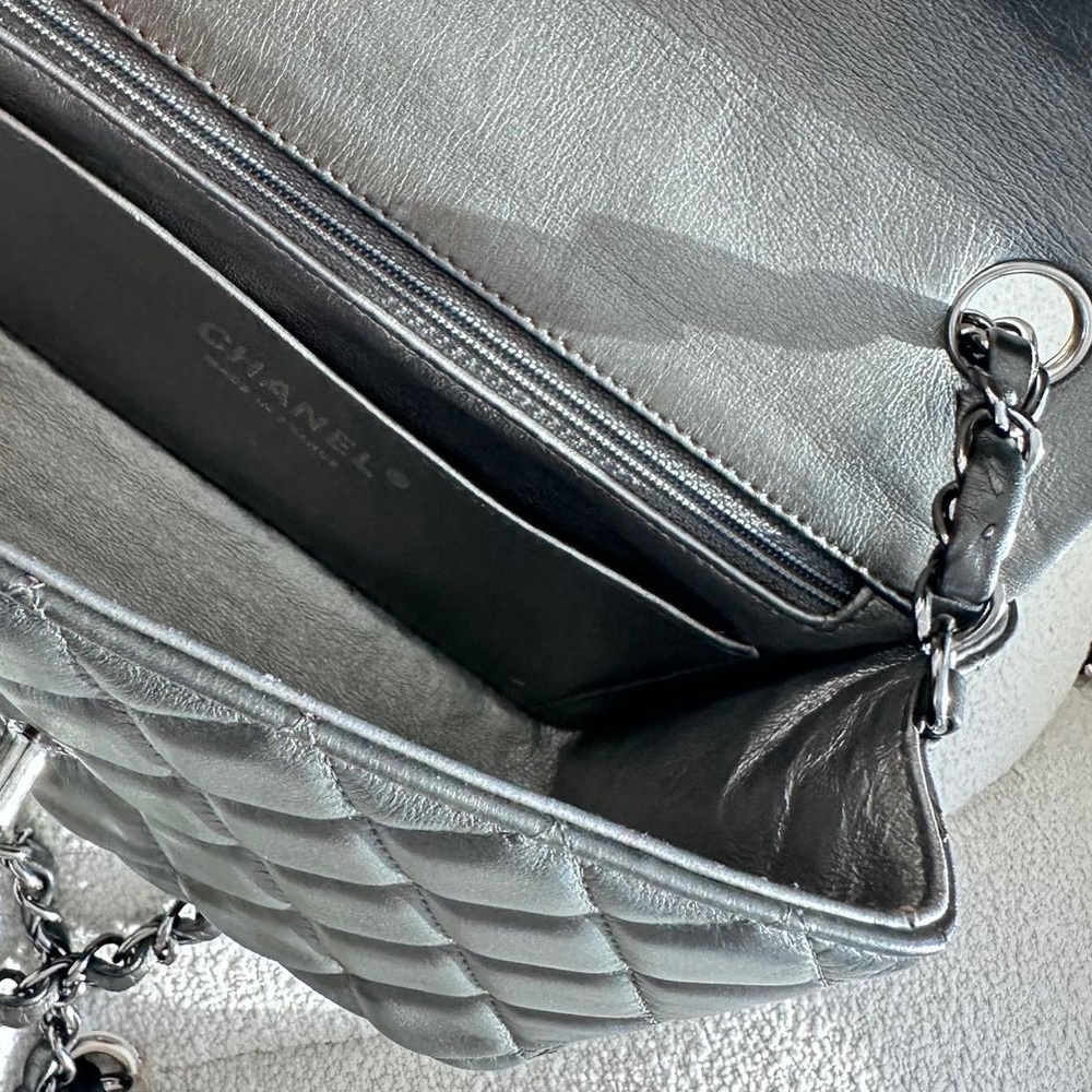 SOLD - CHANEL Iridescent Charcoal Calfskin Mini Rectangular Flap Bag - Picture 7 of 7